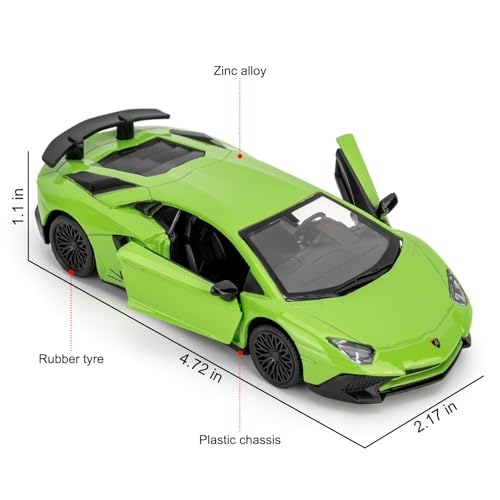 TGRCM-CZ 1/36 Scale Lamborghini Aventador LP700-4 Pull Back Toy Car, Green Zinc Alloy Model for Kids and Collectors