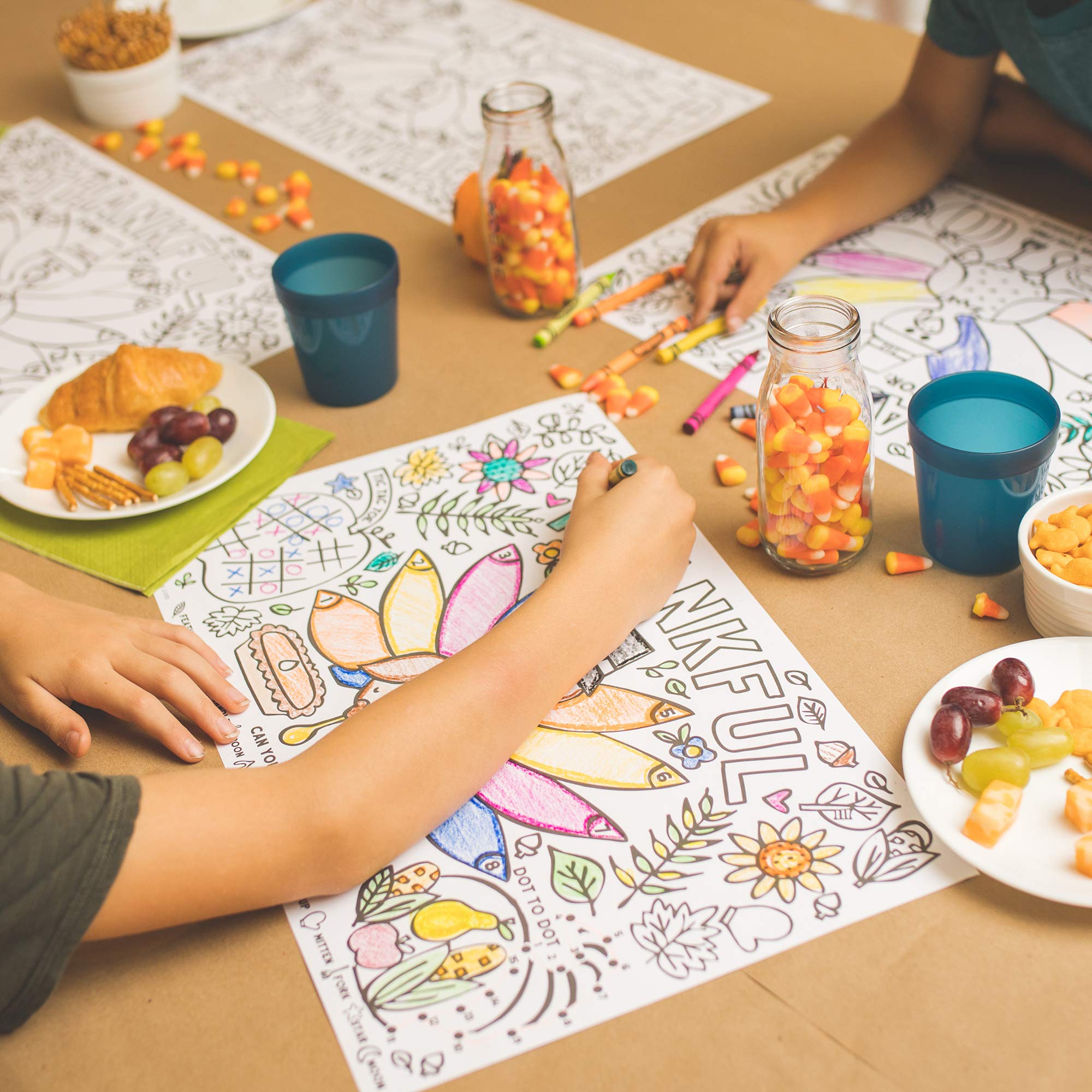 Thanksgiving Coloring Placemats (12 Pack) – 11x17 Turkey 'I Am Thankful For' Activity Sheets for Kids and Families