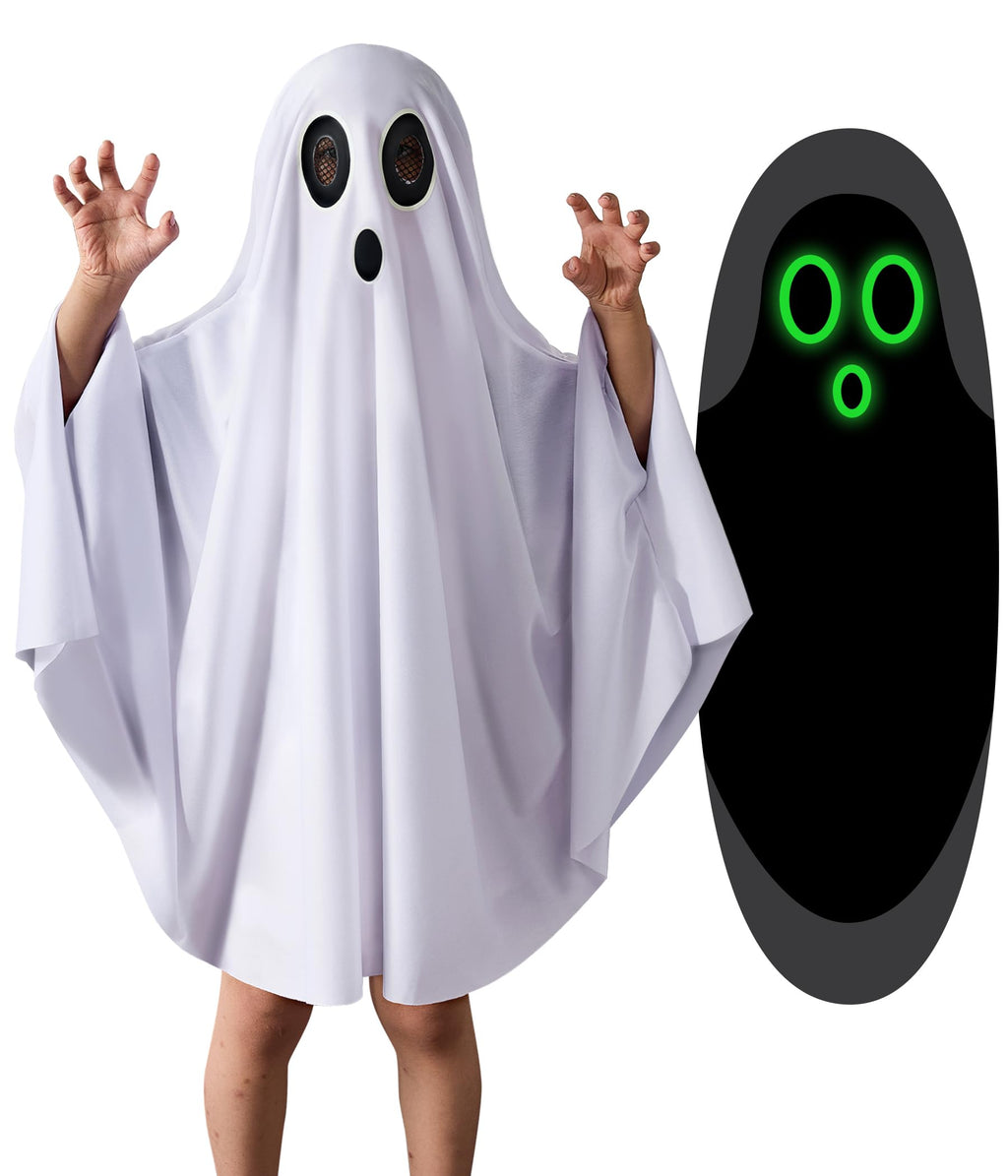 THDZS Unisex Ghost Costume – White Boo Cloak Cape for Kids Ages 3+