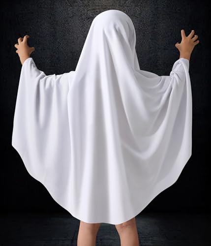 THDZS Unisex Ghost Costume – White Boo Cloak Cape for Kids Ages 3+
