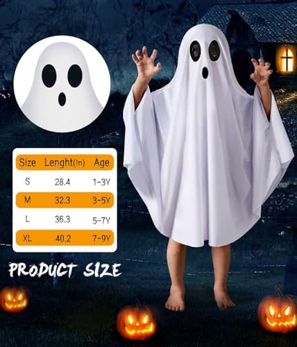 THDZS Unisex Ghost Costume – White Boo Cloak Cape for Kids Ages 3+