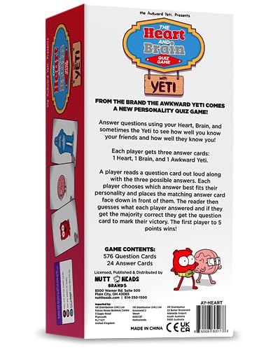The Awkward Yeti Heart & Brain Card Game – Hilarious Family Party Game for Kids, Teens & Adults