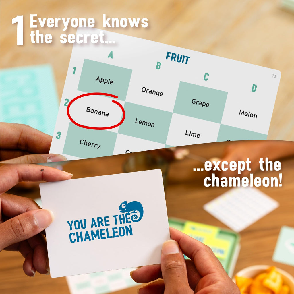 The Chameleon Travel – Award-Winning Bluffing Game in a Portable Tin with 20 New Topic Cards
