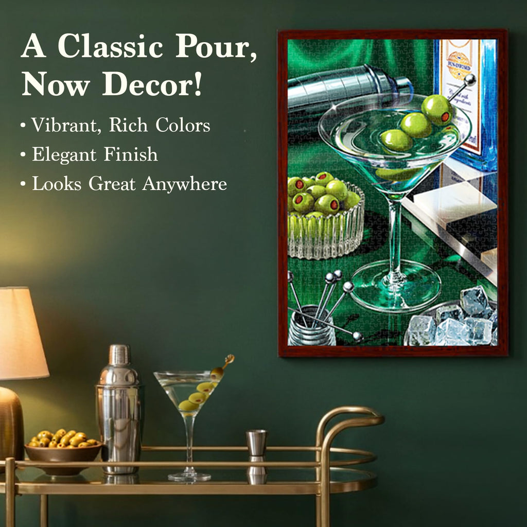 The Classic Martini 1000-Piece Jigsaw Puzzle from Gouda Games – Cocktail Art for Adults, Full-Size Poster, Finished Size 27.5x19.5 Inches