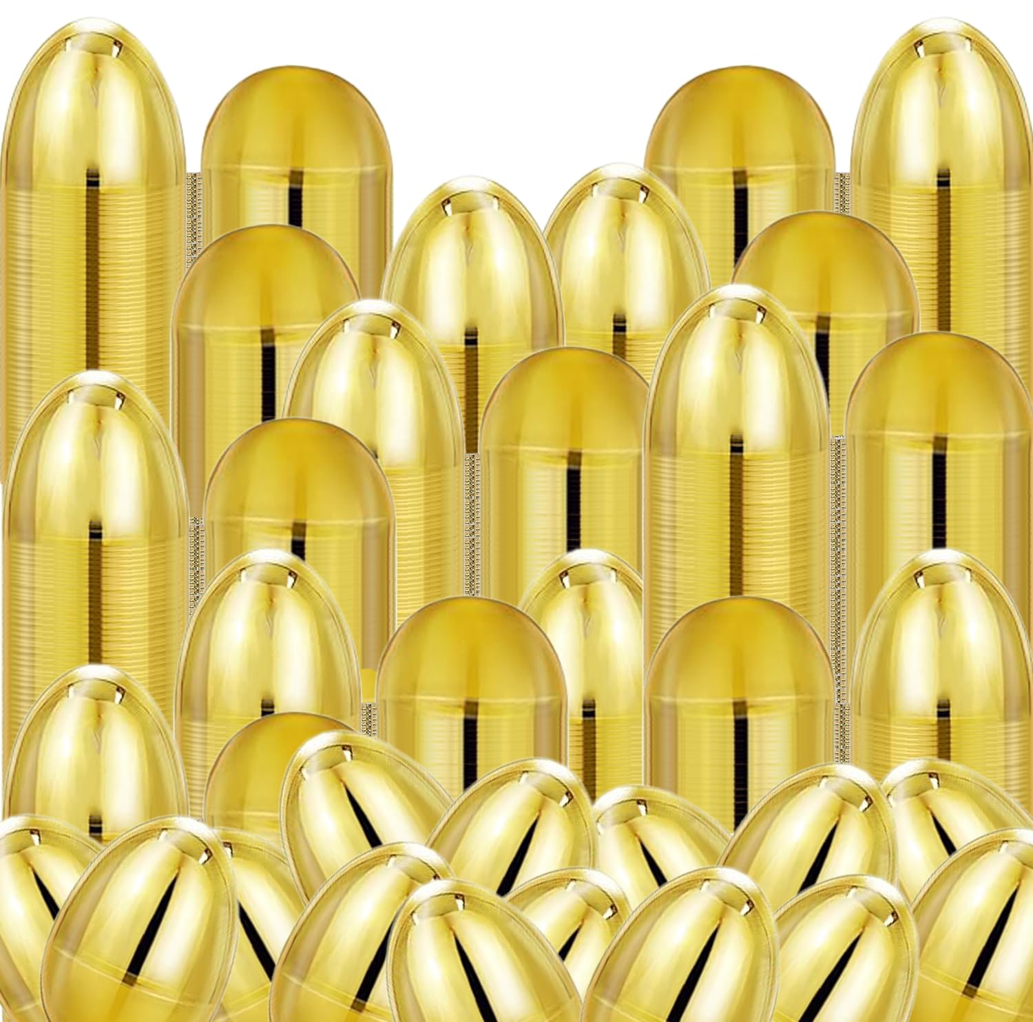 The Dreidel Company 12-Pack Shimmering Metallic Gold Easter Eggs – 2.38 Inch Hinged Plastic Eggs