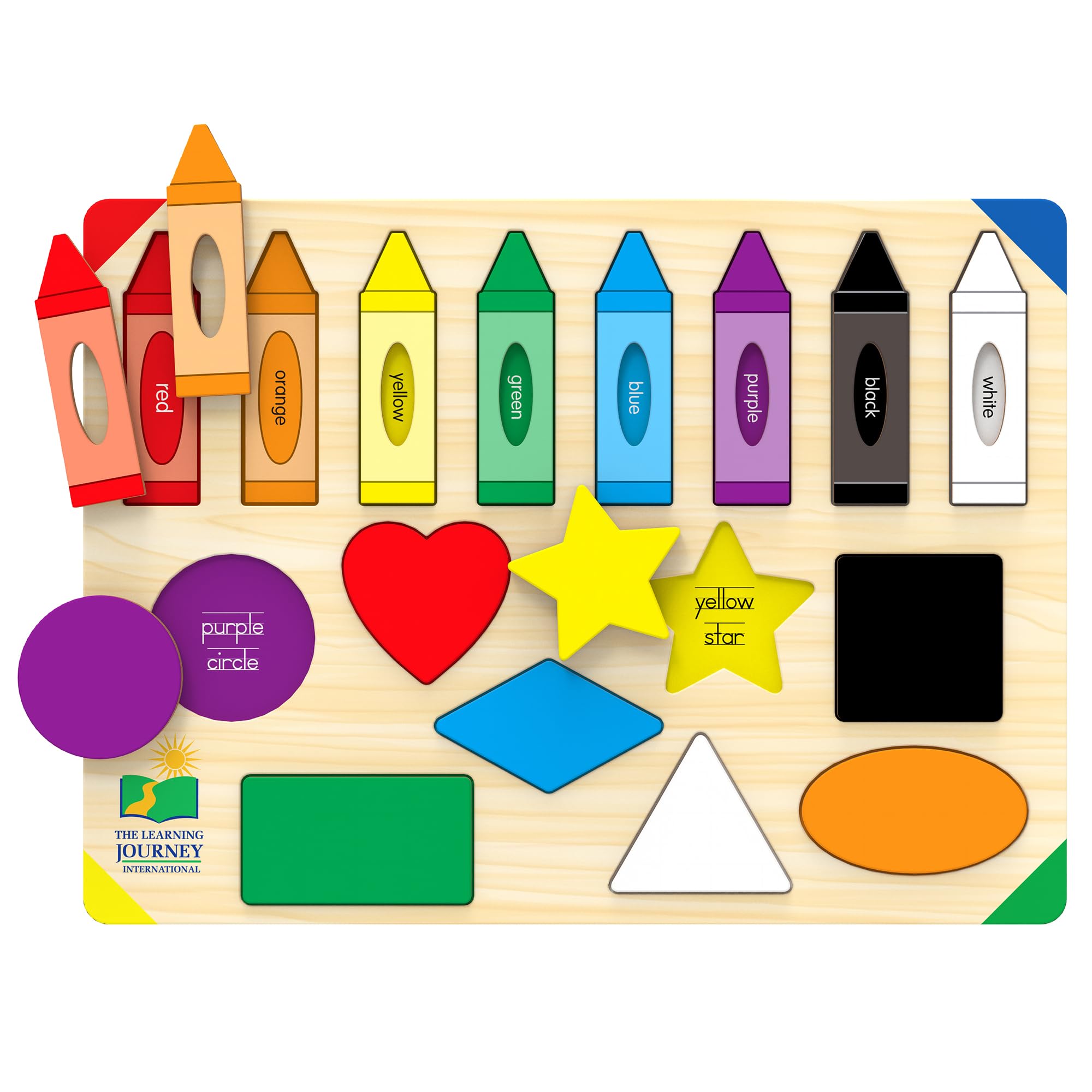 The Learning Journey Lift & Learn Puzzle Colors & Shapes – 16-Piece Preschool Educational Toy for Ages 3+