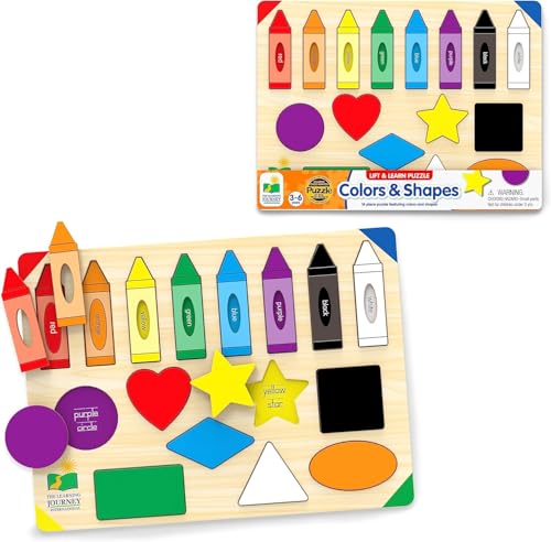 The Learning Journey Lift & Learn Puzzle Colors & Shapes – 16-Piece Preschool Educational Toy for Ages 3+