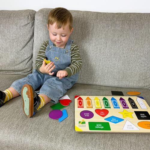The Learning Journey Lift & Learn Puzzle Colors & Shapes – 16-Piece Preschool Educational Toy for Ages 3+
