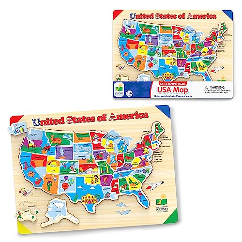 The Learning Journey Lift & Learn USA Map Puzzle – 40 Pieces, Raised Pieces for Easy Grasping, Ages 3+
