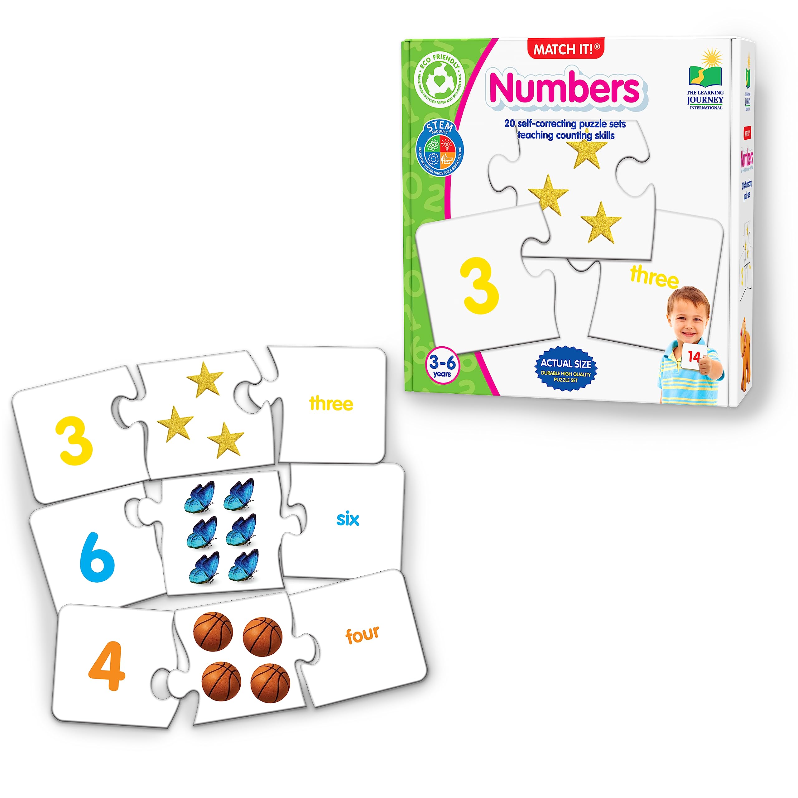 The Learning Journey Match It! Numbers - 20 Self-Correcting Number Puzzles for Ages 3+