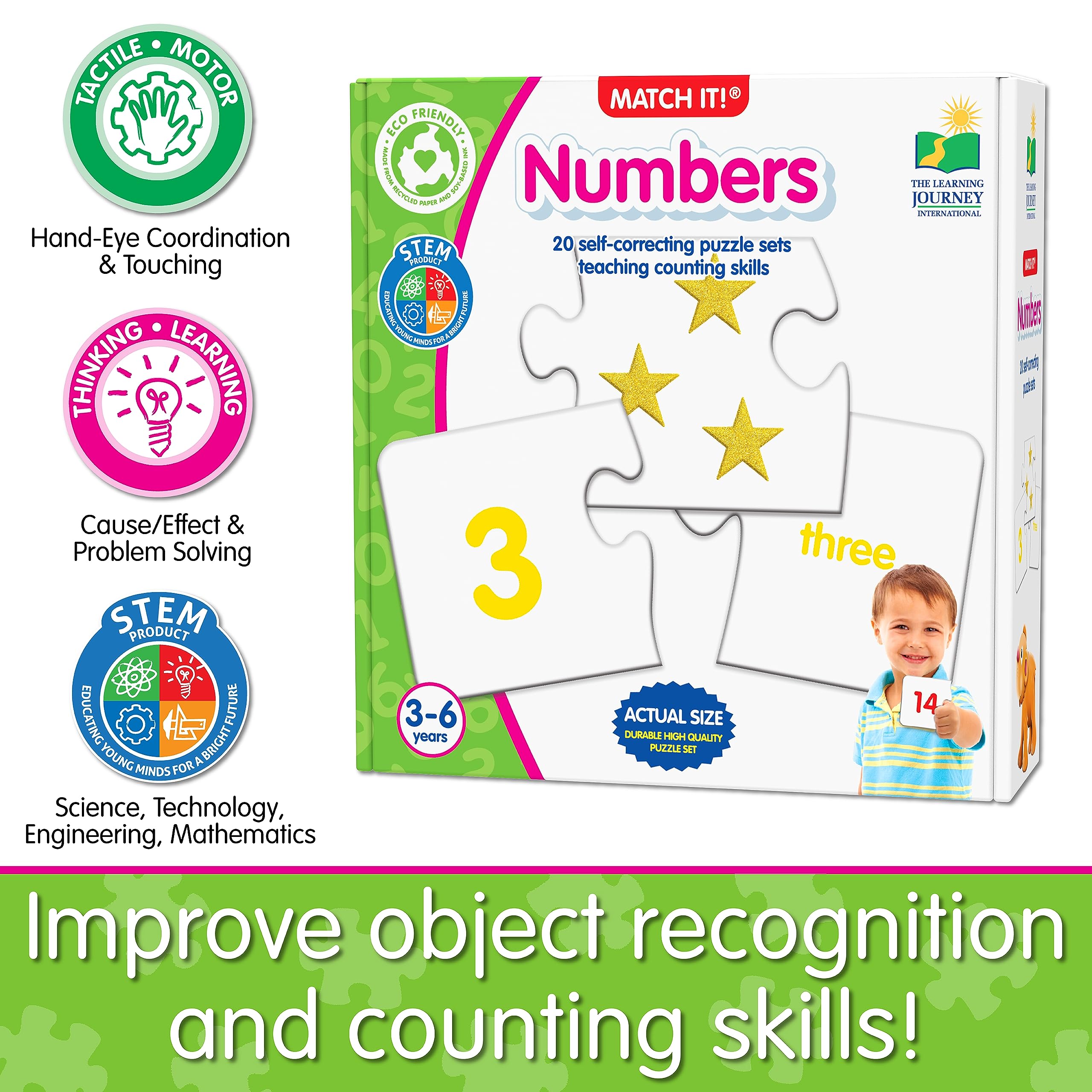 The Learning Journey Match It! Numbers - 20 Self-Correcting Number Puzzles for Ages 3+