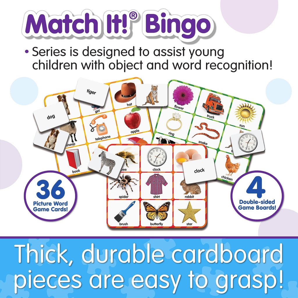 The Learning Journey Match It! Picture Word Bingo - Reading Game for Kids Ages 3-6, 36 Cards
