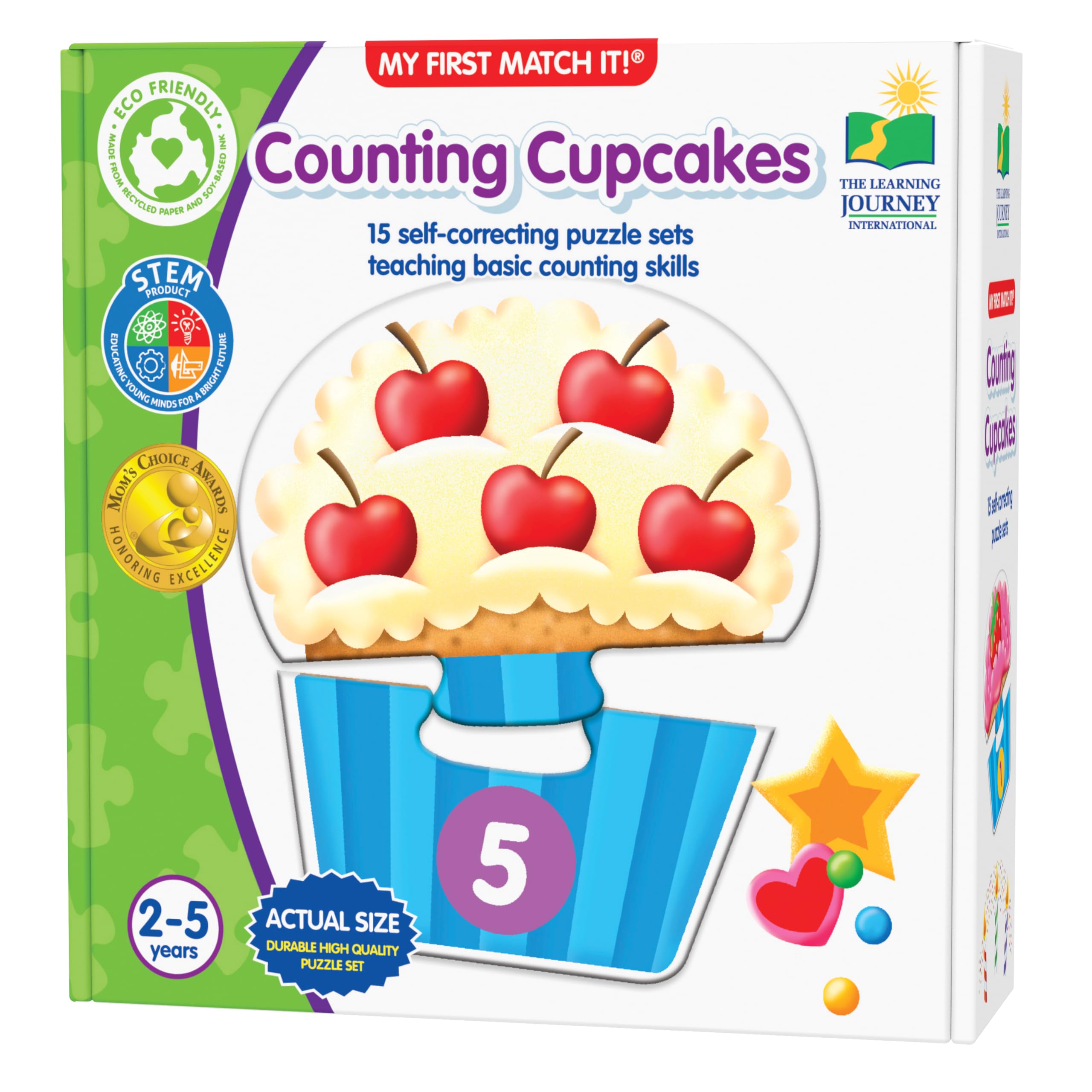 The Learning Journey: My First Match It - Counting Cupcakes, 15-Piece Self-Correcting Puzzle for Toddlers Ages 2-5