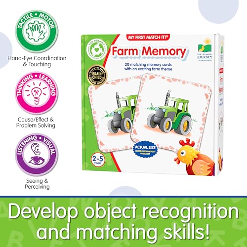 The Learning Journey My First Memory Game Farm Memory – 20-Card Matching Game for Toddlers Ages 2+, Award Winner