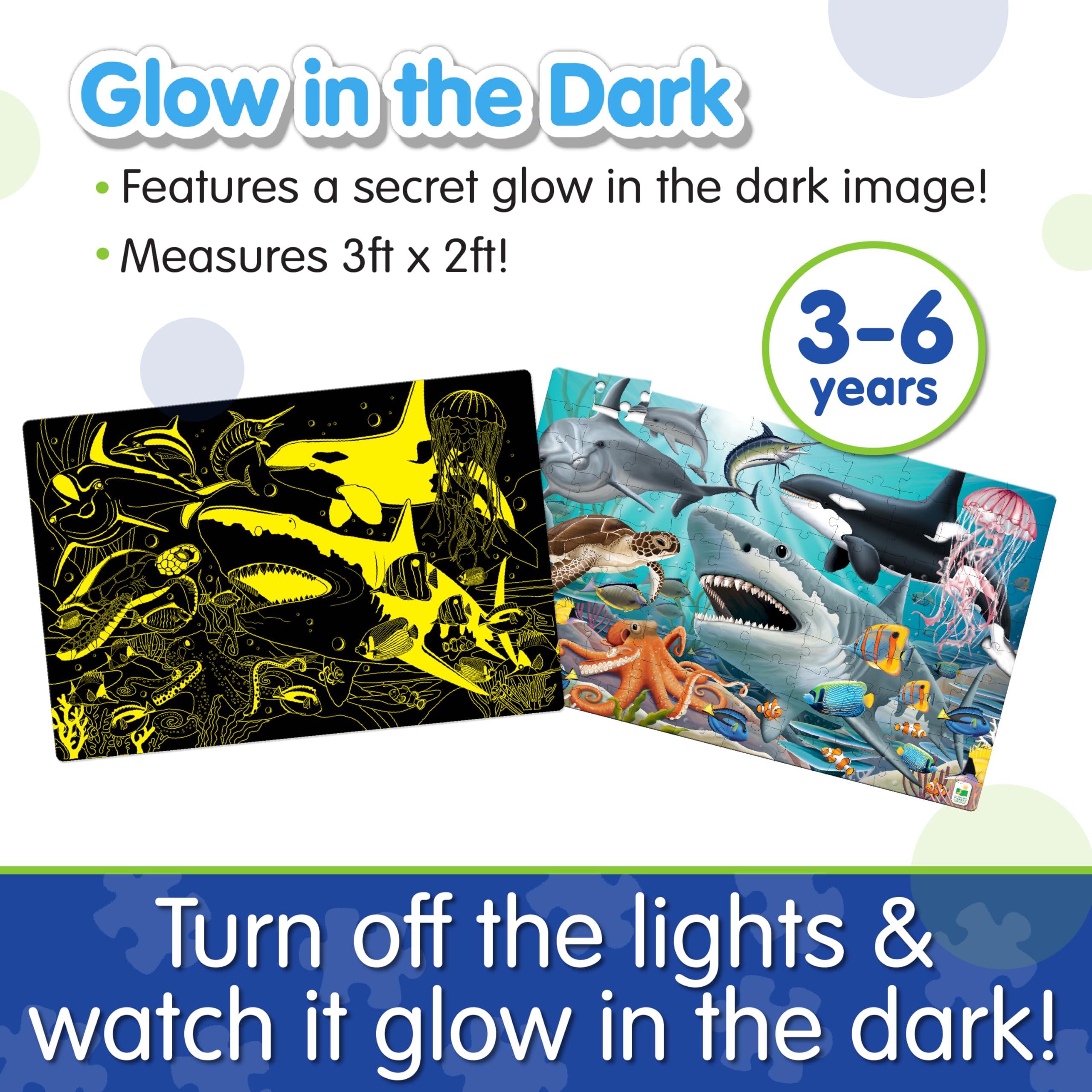 The Learning Journey Puzzle Doubles Glow in the Dark - Sea Life - 100 Piece Giant Ocean Puzzle for Kids Ages 3+