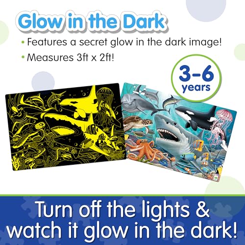 The Learning Journey Puzzle Doubles Glow in the Dark - Sea Life - 100 Piece Giant Ocean Puzzle for Kids Ages 3+