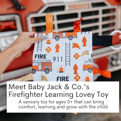 The Learning Lovey Fire Lovey Tag Toy – 8x8 Crinkle Sensory Blanket for Babies