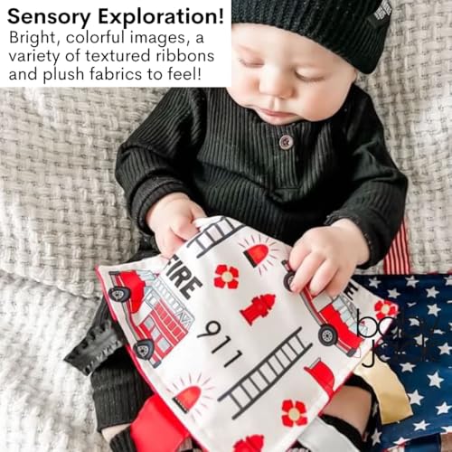 The Learning Lovey Fire Lovey Tag Toy – 8x8 Crinkle Sensory Blanket for Babies