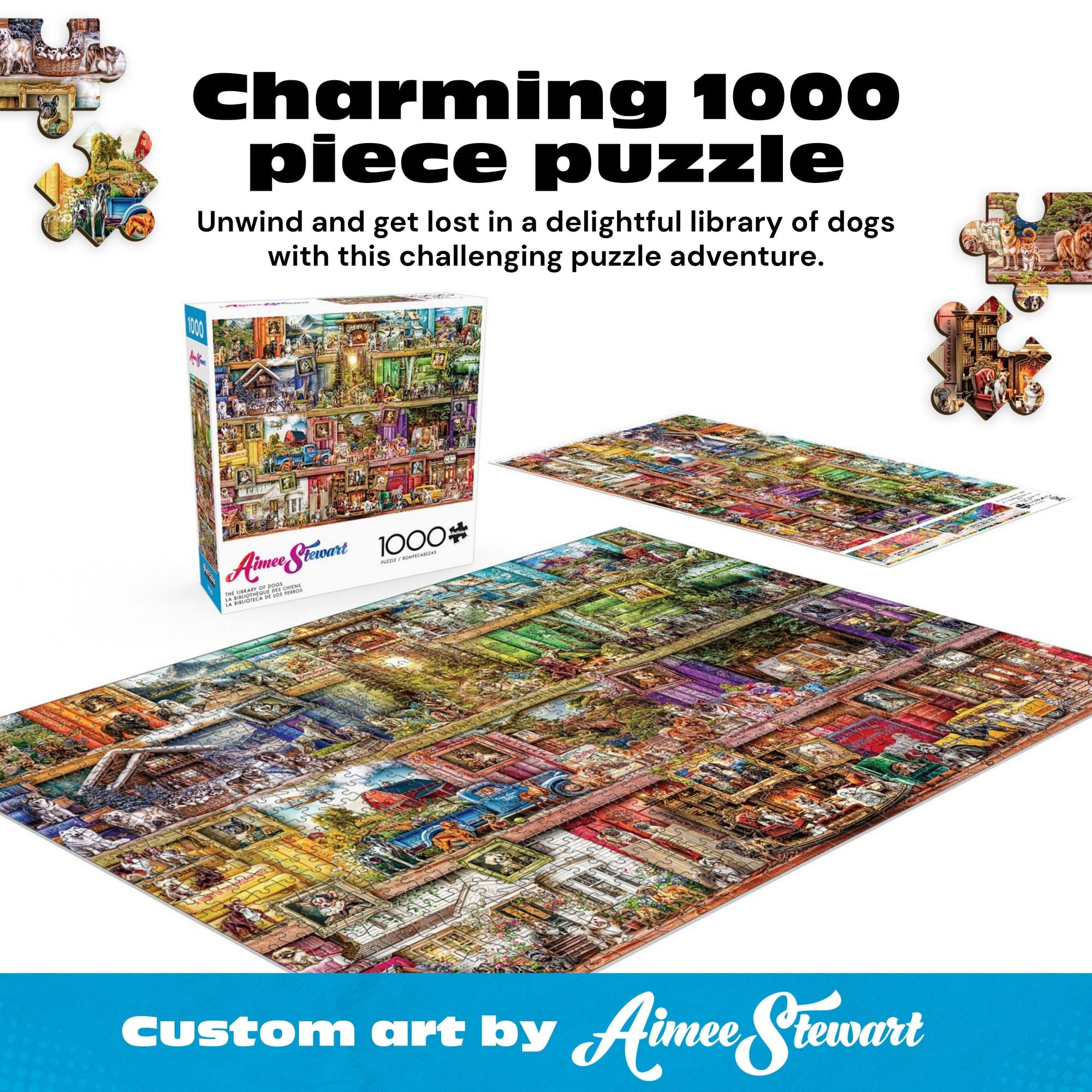 The Library of Dogs 1000 Piece Puzzle – Buffalo Games, Aimee Stewart