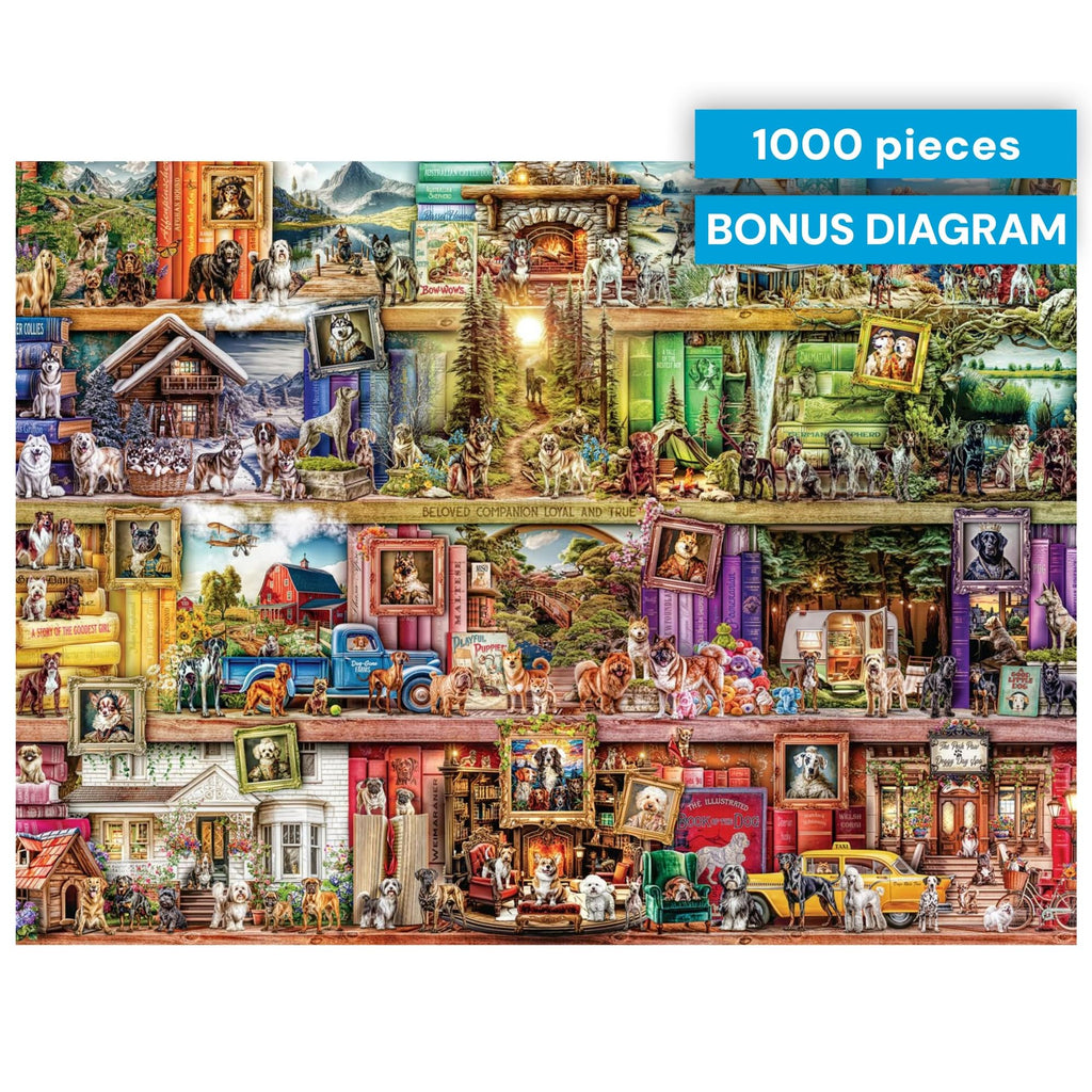 The Library of Dogs 1000 Piece Puzzle – Buffalo Games, Aimee Stewart