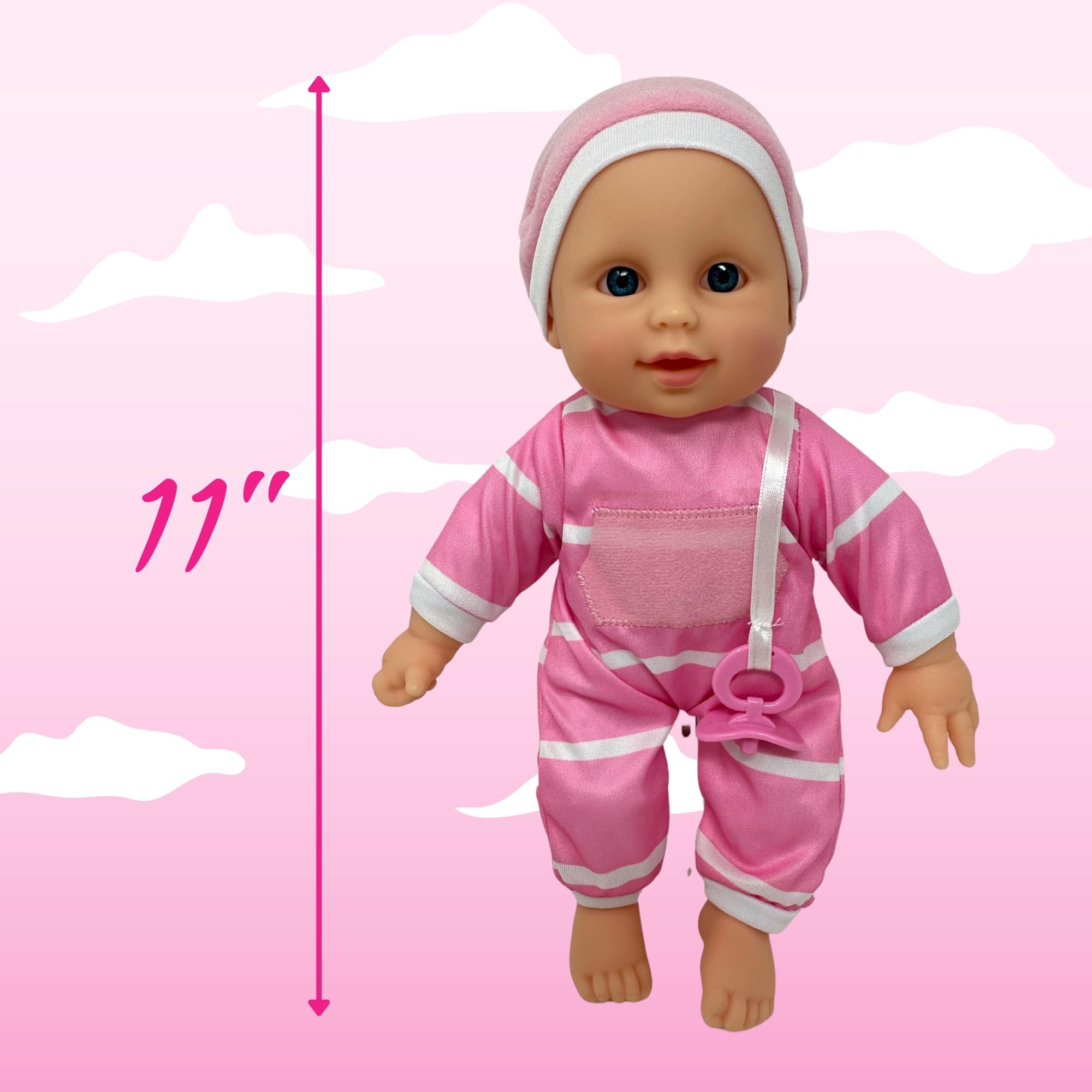 The New York Doll Collection 11 Inch Soft Body Baby Doll with Pacifier – Caucasian, Gift Box