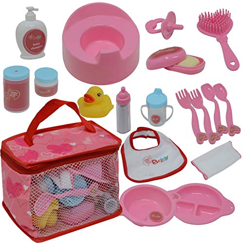 The New York Doll Collection Baby Doll Feeding & Caring Accessory Set with Zippered Carrying Case