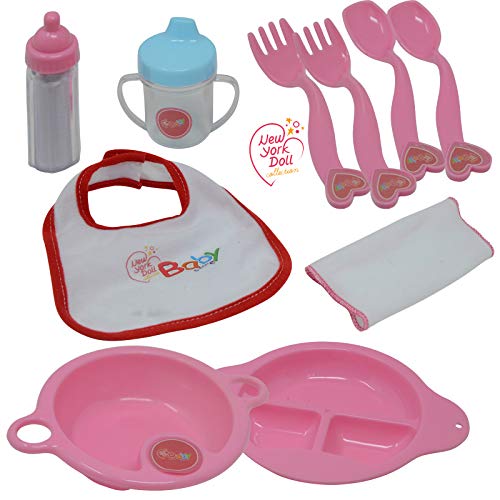 The New York Doll Collection Baby Doll Feeding & Caring Accessory Set with Zippered Carrying Case