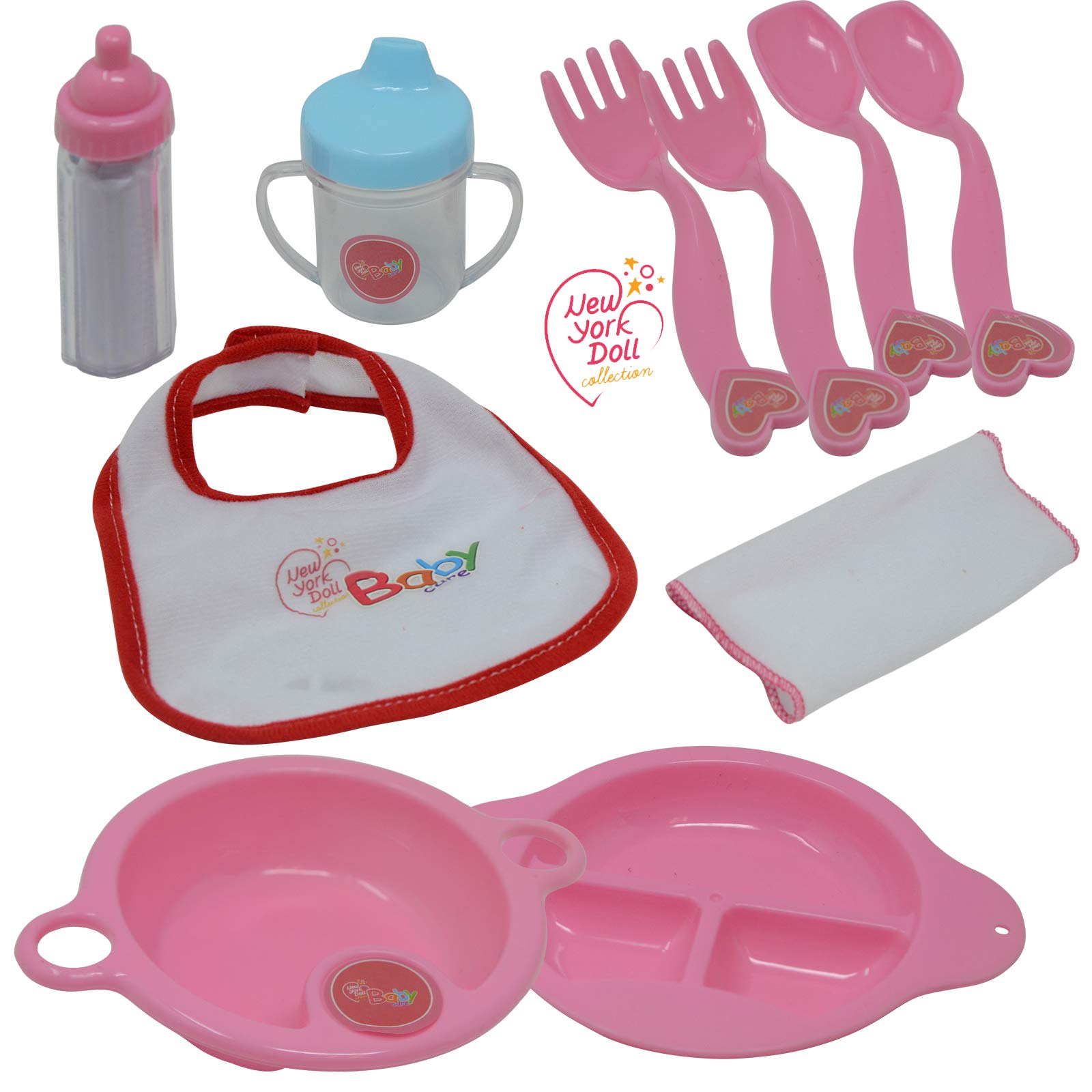 The New York Doll Collection Baby Doll Feeding & Caring Accessory Set with Zippered Carrying Case