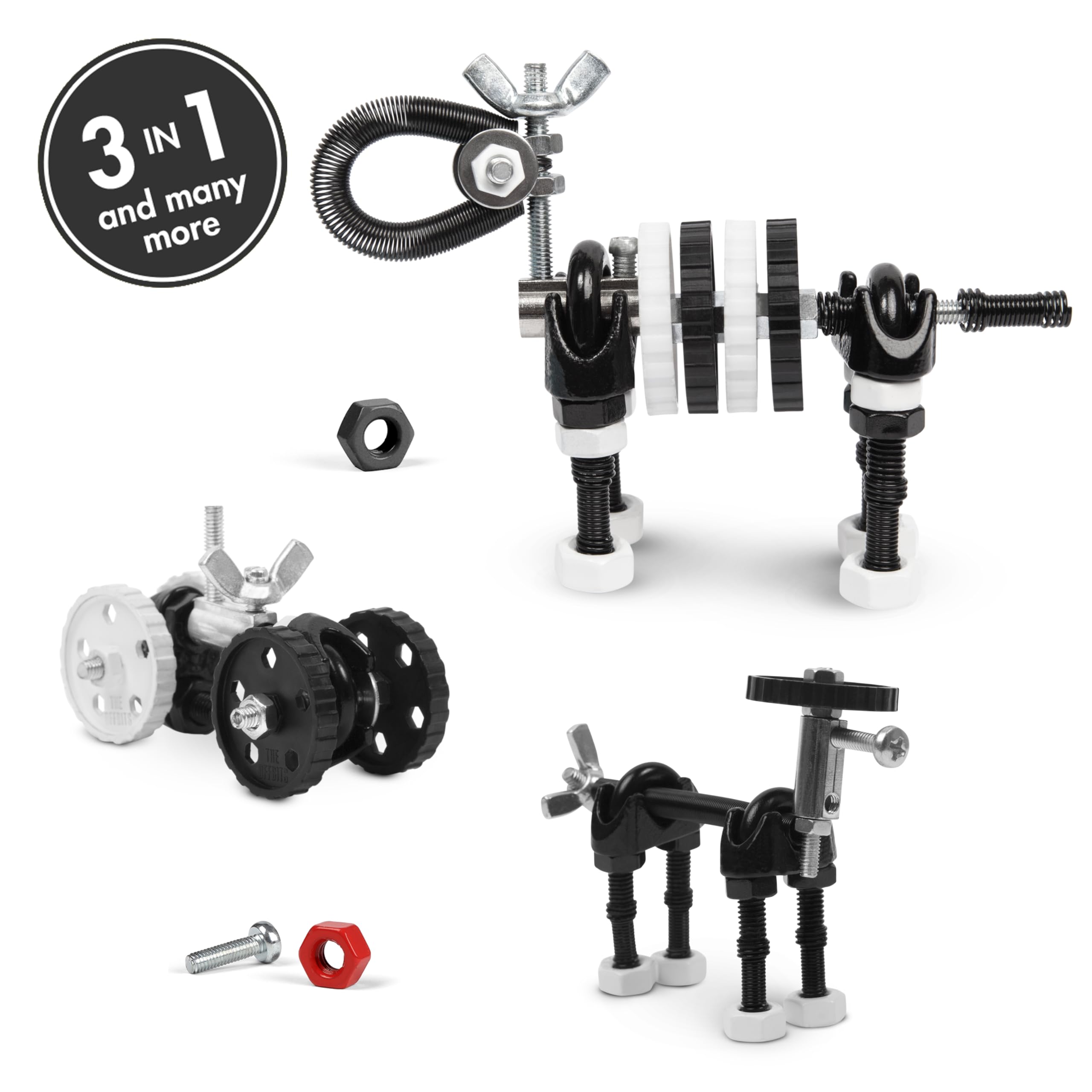 The Off Bits Black Zebra Erector Set – Animal Mini STEM Building Toy for Kids 6+ with Nuts & Bolts