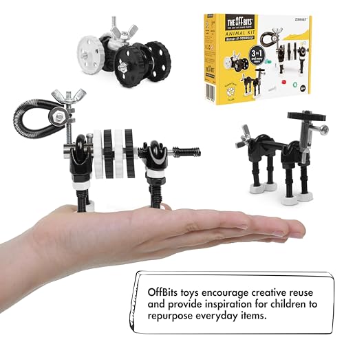 The Off Bits Black Zebra Erector Set – Animal Mini STEM Building Toy for Kids 6+ with Nuts & Bolts