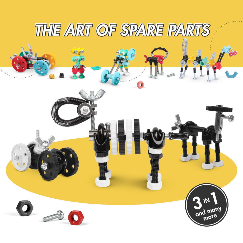The Off Bits Black Zebra Erector Set – Animal Mini STEM Building Toy for Kids 6+ with Nuts & Bolts