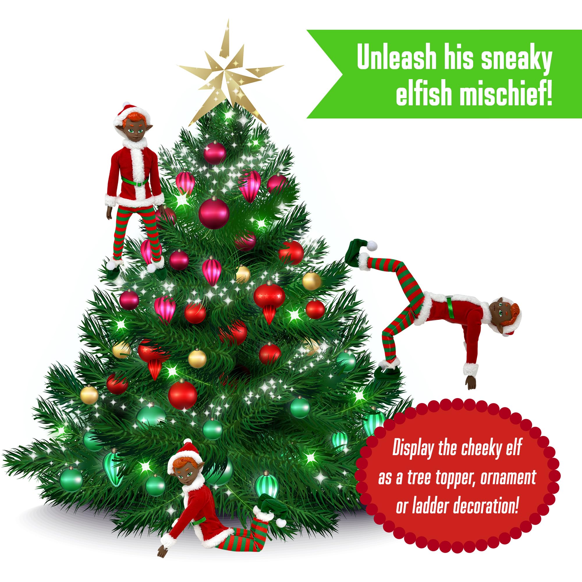The Original Elf 12" Poseable Christmas Elf Doll – Full Costume, Bendable Arms & Legs, Gift Box