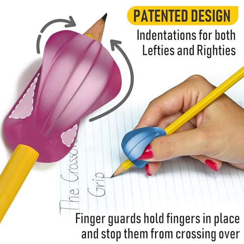 The Pencil Grip Crossover Grips, Metallic Colors - Ergonomic Pencil Holders for Right and Left Handed, 6 Count