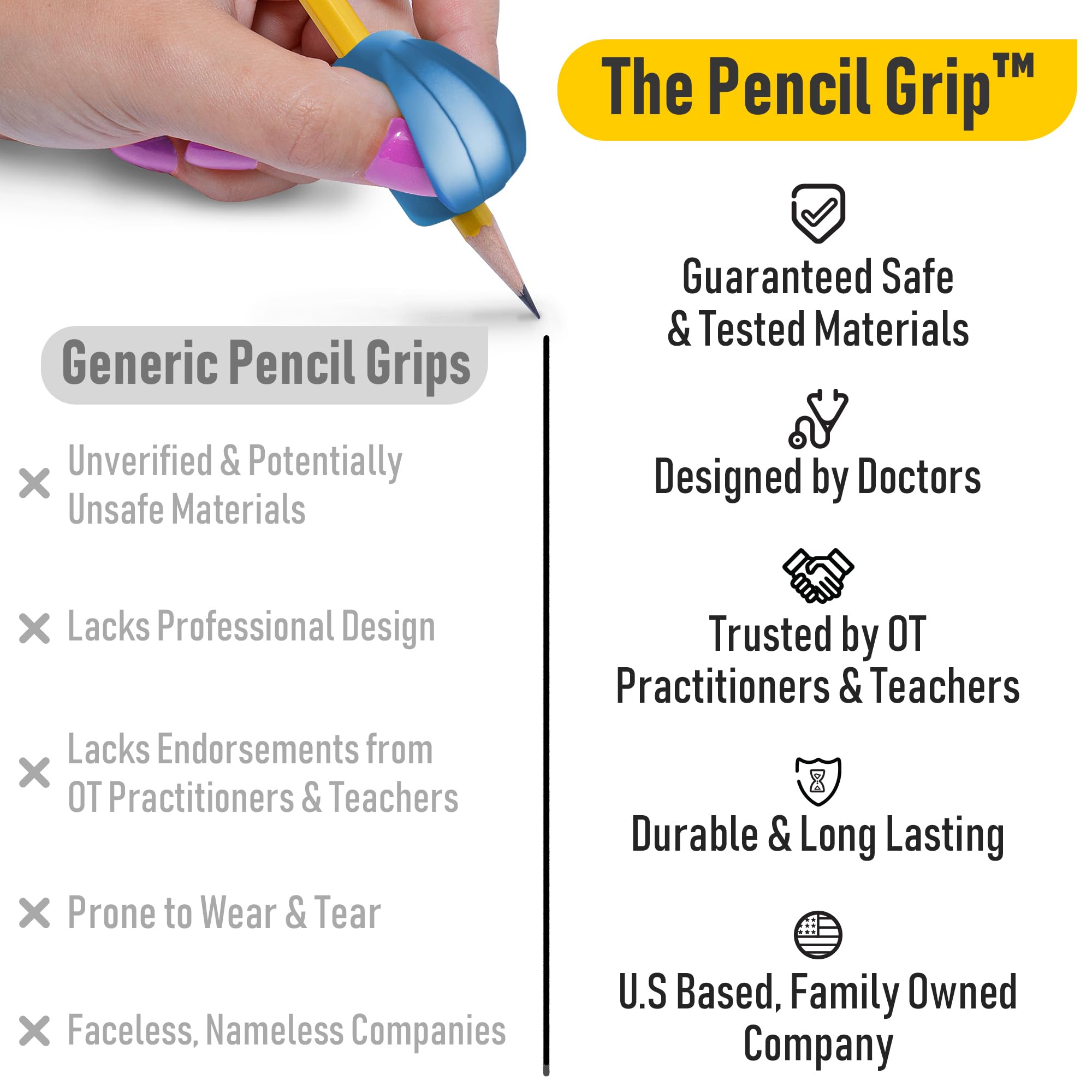 The Pencil Grip Crossover Grips, Metallic Colors - Ergonomic Pencil Holders for Right and Left Handed, 6 Count