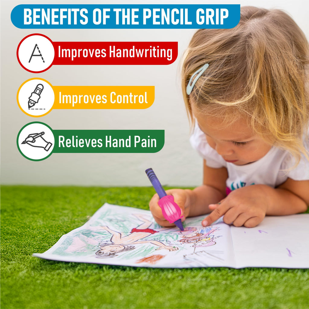 The Pencil Grip Crossover Grips, Metallic Colors - Ergonomic Pencil Holders for Right and Left Handed, 6 Count