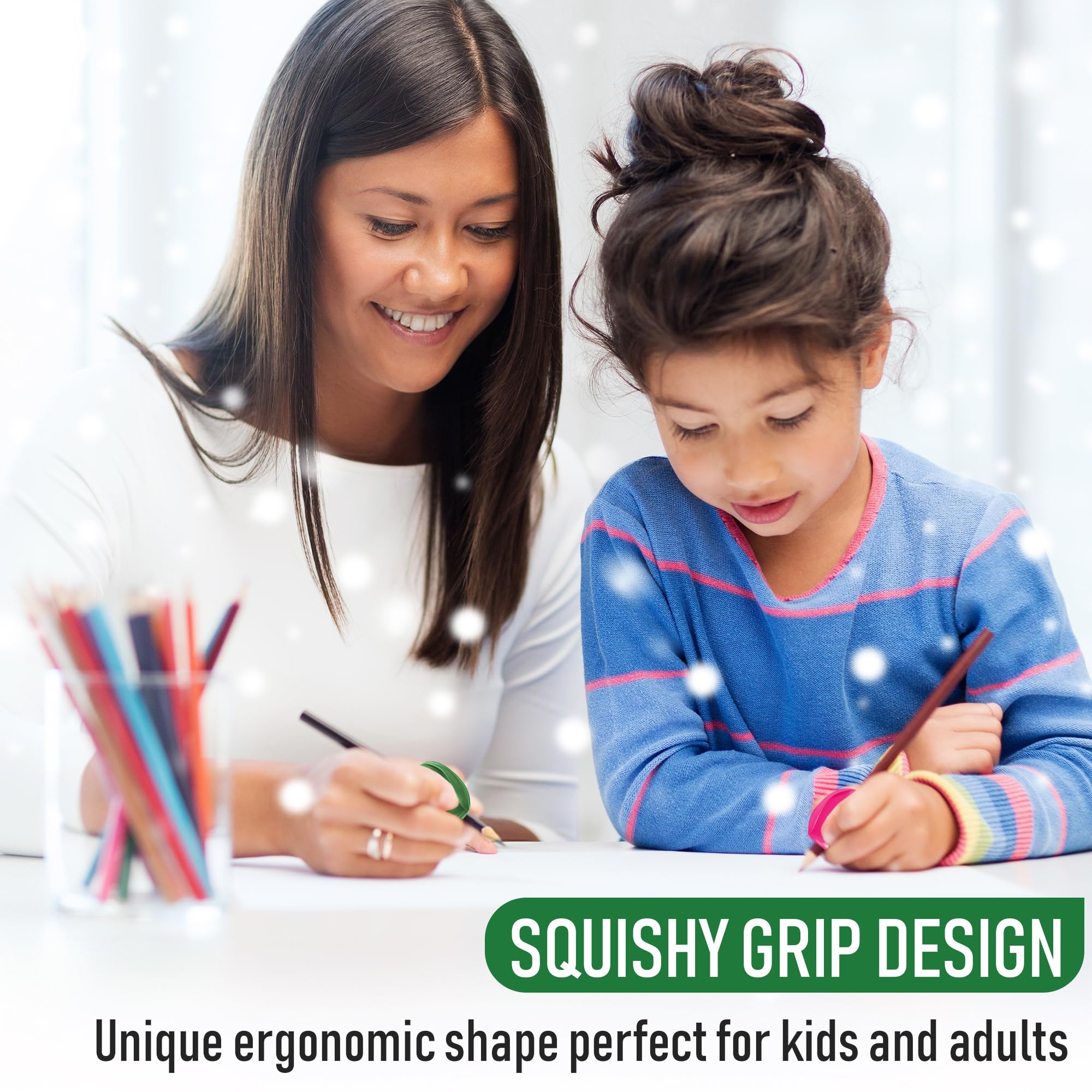 The Pencil Grip Crossover Grips, Metallic Colors - Ergonomic Pencil Holders for Right and Left Handed, 6 Count