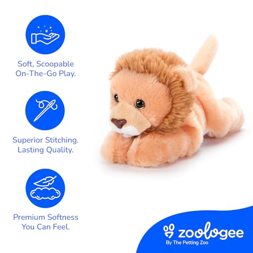 The Petting Zoo 8-Inch Brown Lion Plush Toy – Scoopz Wildlife Collection Stuffed Animal