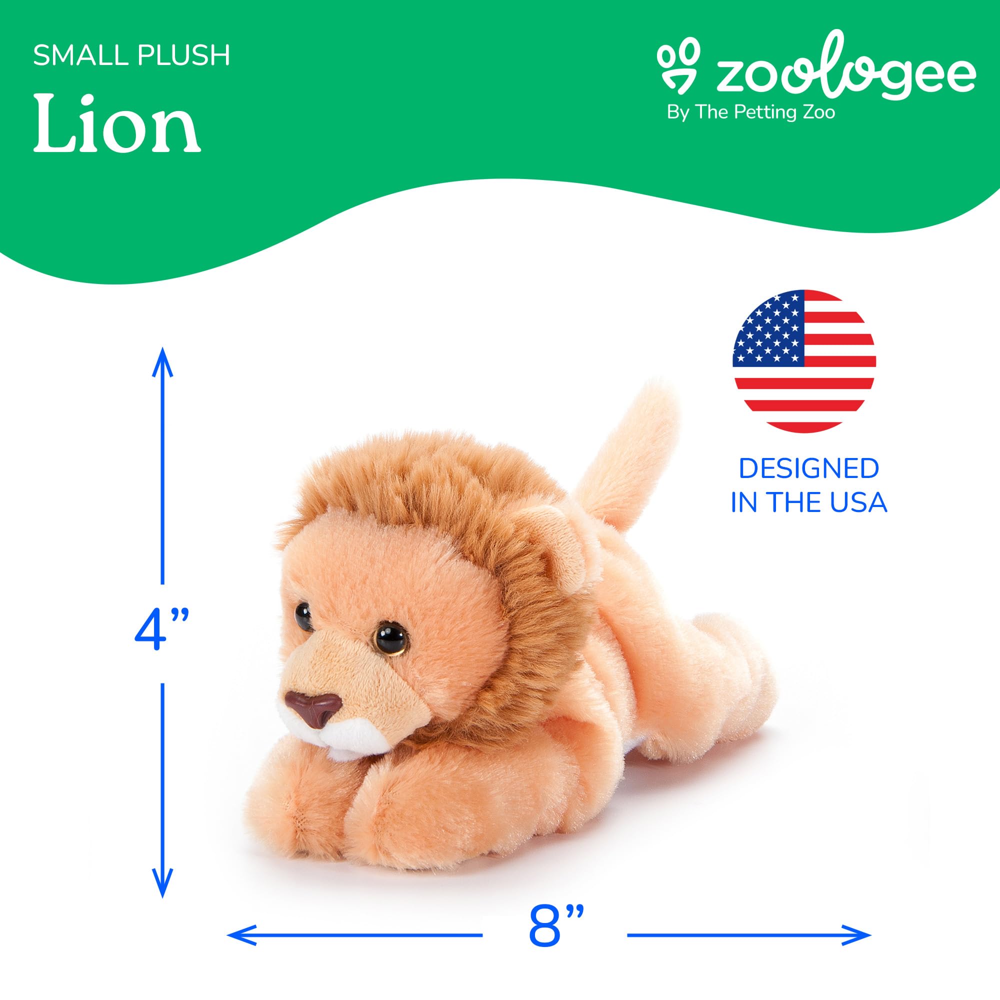 The Petting Zoo 8-Inch Brown Lion Plush Toy – Scoopz Wildlife Collection Stuffed Animal
