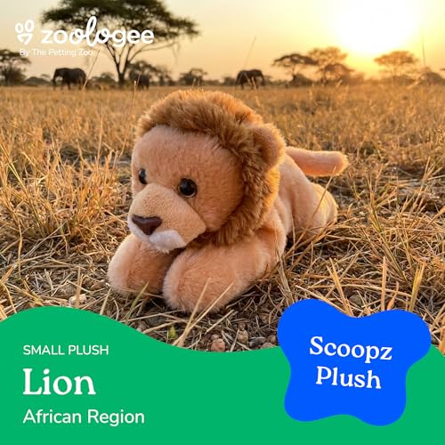 The Petting Zoo 8-Inch Brown Lion Plush Toy – Scoopz Wildlife Collection Stuffed Animal