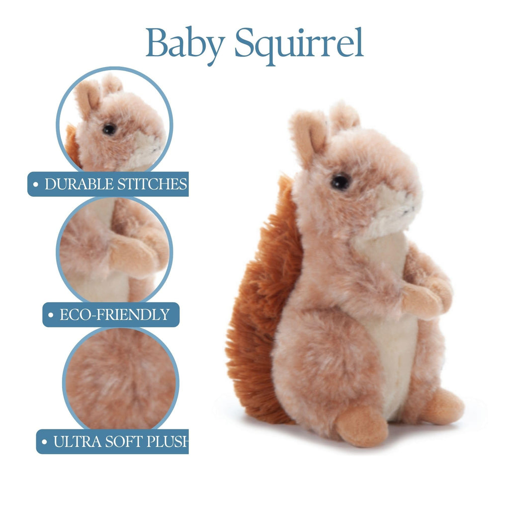The Petting Zoo Brown Squirrel Plushie, 6 Inch Stuffed Animal, Eco-Friendly Gift for Kids