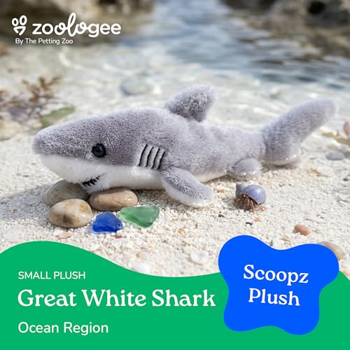 The Petting Zoo Great White Shark Plush Toy – 12-Inch Stuffed Animal Made from Recycled Water Bottles
