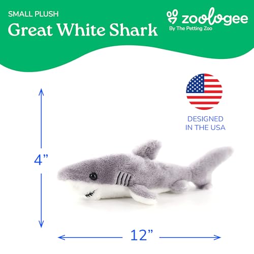 The Petting Zoo Great White Shark Plush Toy – 12-Inch Stuffed Animal Made from Recycled Water Bottles