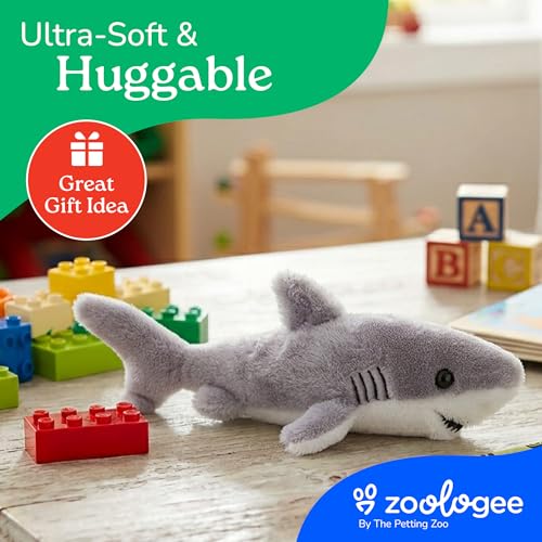 The Petting Zoo Great White Shark Plush Toy – 12-Inch Stuffed Animal Made from Recycled Water Bottles