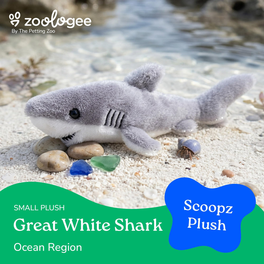 The Petting Zoo Great White Shark Plush Toy – 12-Inch Stuffed Animal Made from Recycled Water Bottles