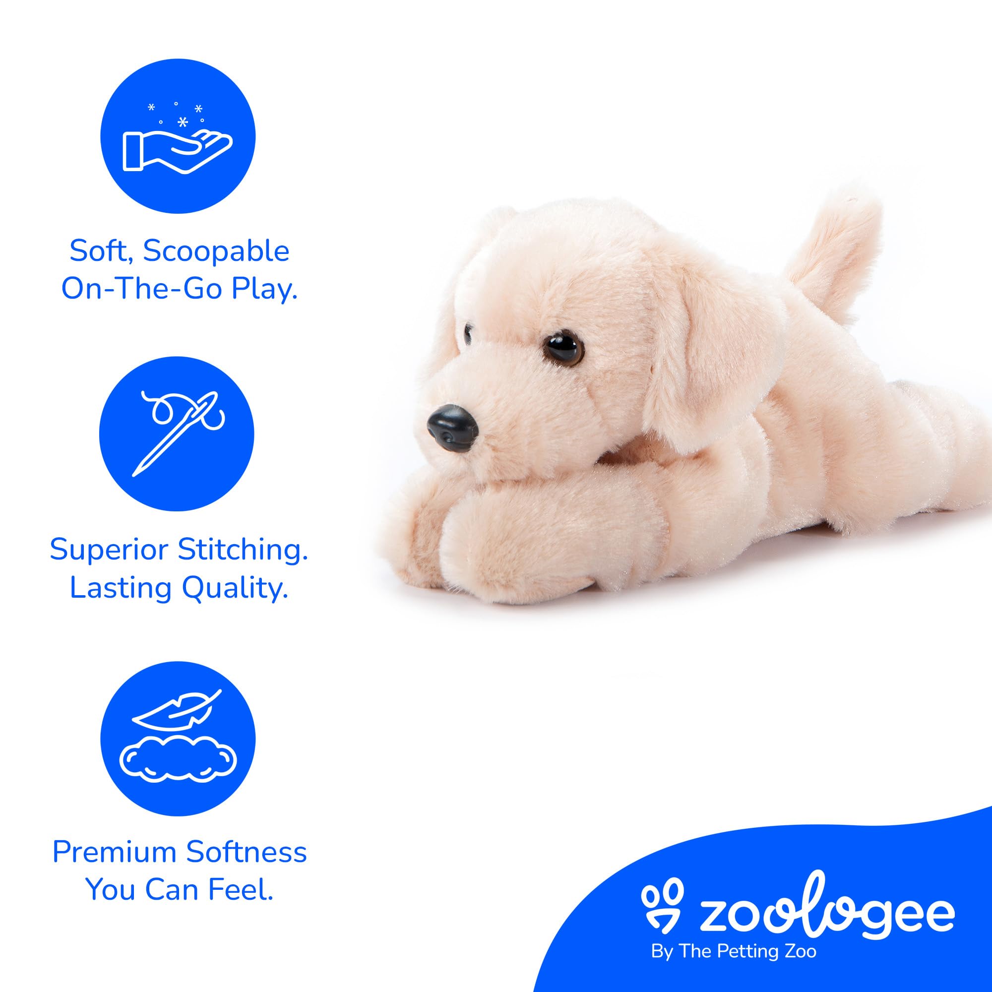 The Petting Zoo Yellow Labrador Plush Toy, 8-Inch Realistic Stuffed Dog from the Scoopz Collection