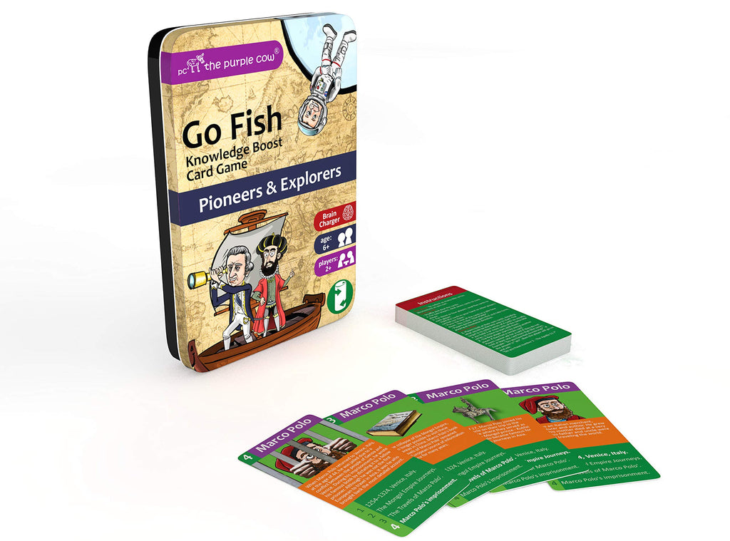 The Purple Cow Go Fish! Pioneers & Explorers – Educational Card Game for Kids Ages 6+