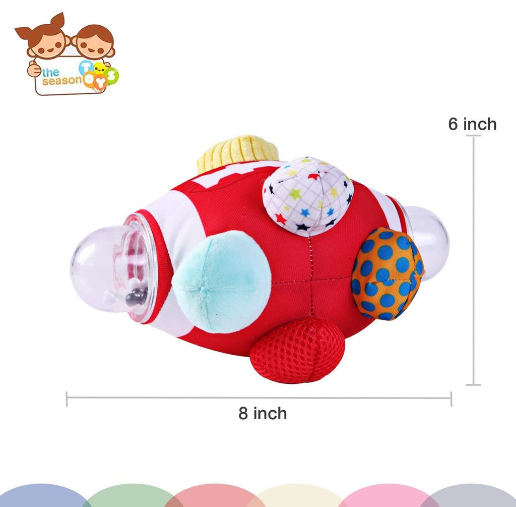 The Season Toys Football Bumpy Ball – Plush Sensory Toy for Babies 0-36 Months, Red