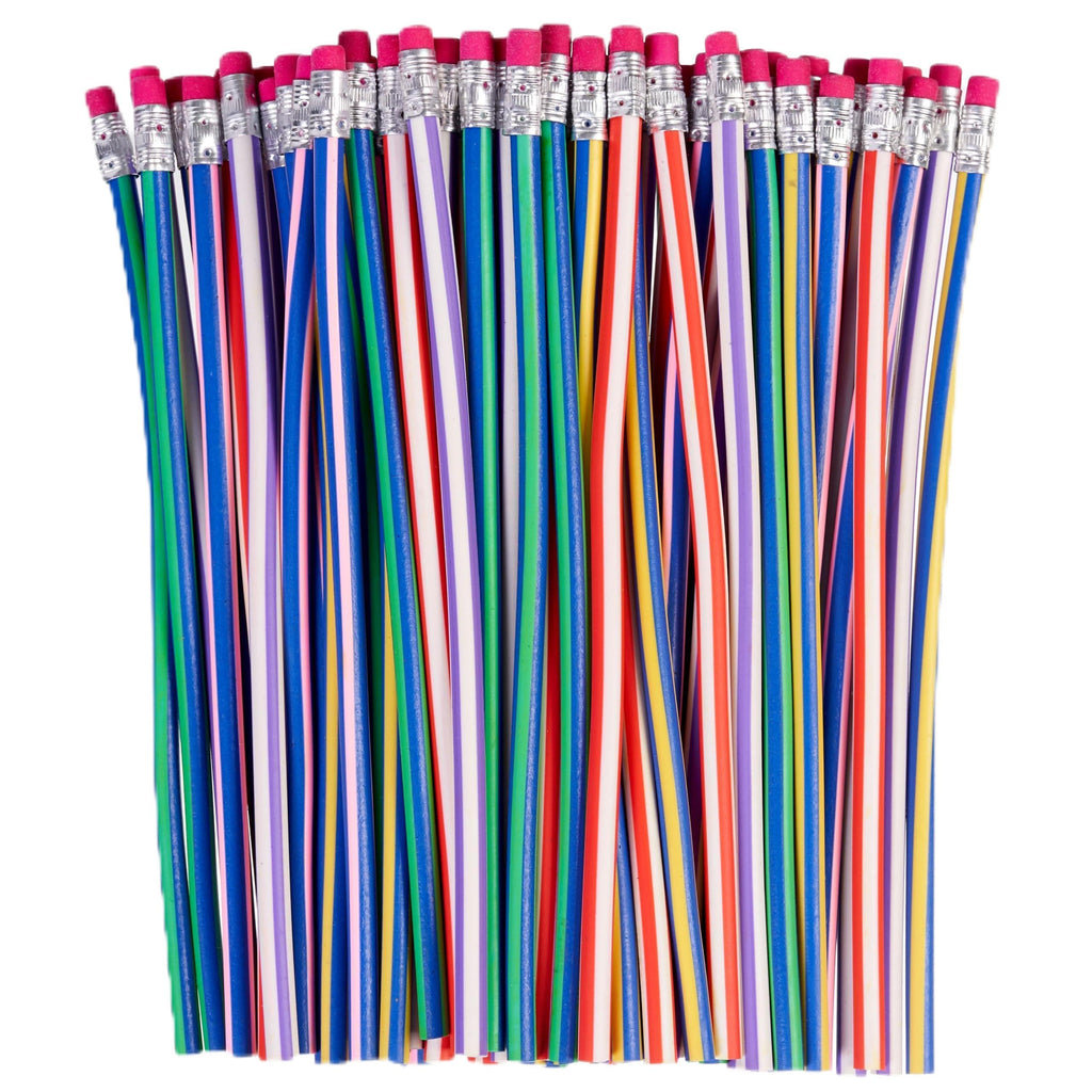 THE TWIDDLERS 70 Pack Bendy Flexible Pencils - Novelty Party Favours for Kids