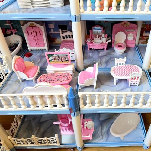 Thildani 35 Pcs Dollhouse Furniture Set – Miniature 1:12 Scale Bedroom, Bathroom, Kitchen & Living Room Accessories for Toddlers 3+