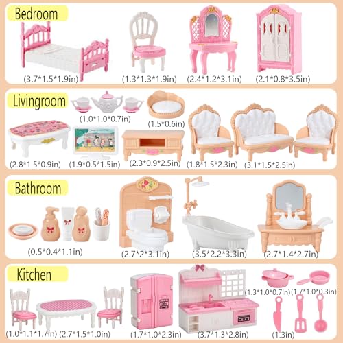 Thildani 35-Piece Dollhouse Furniture Set – 1:12 Scale Miniature for Bedroom, Bathroom, Living Room & Kitchen